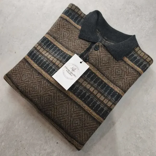 Pull Polo Vintage Rétro Made in Belgium XL Laine Mérinos