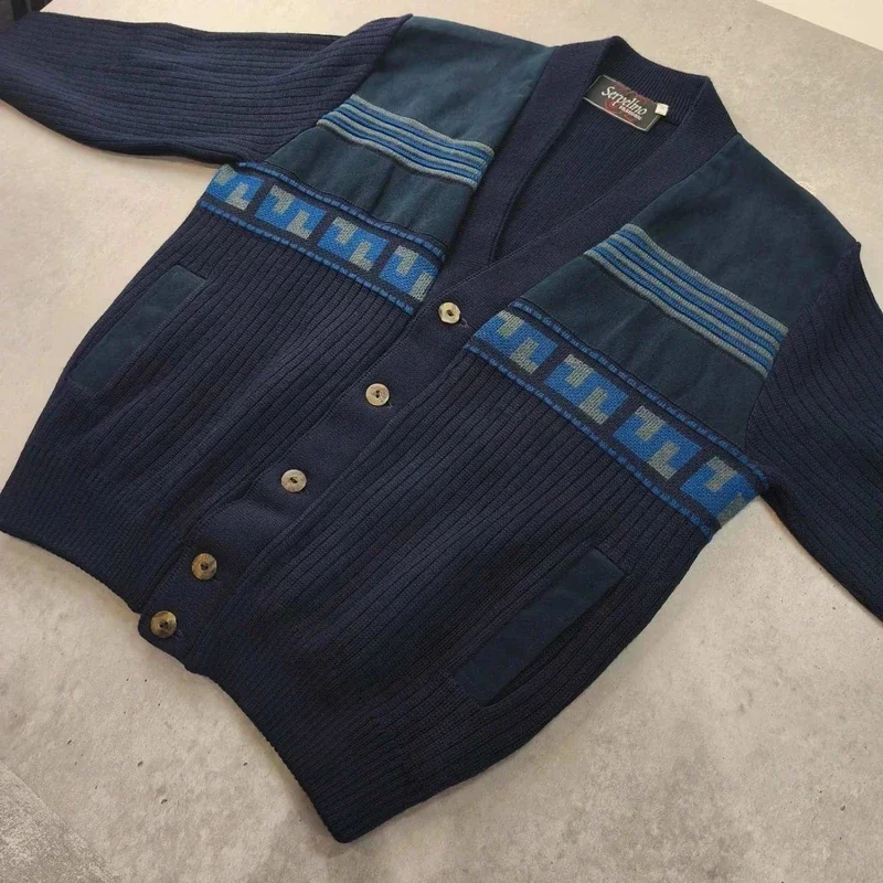 Cardigan Vintage "Serpelino" Style Oversize & Détails Alcantara M/L Laine