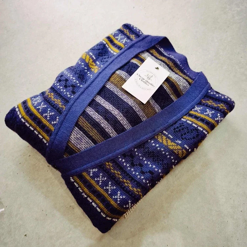 Cardigan Vintage à Motifs Géométriques – Taille XL