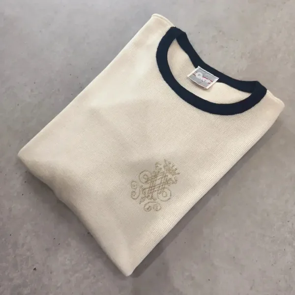 Pull Vintage Covett Crème & Marine - Taille M/L Retro Chic