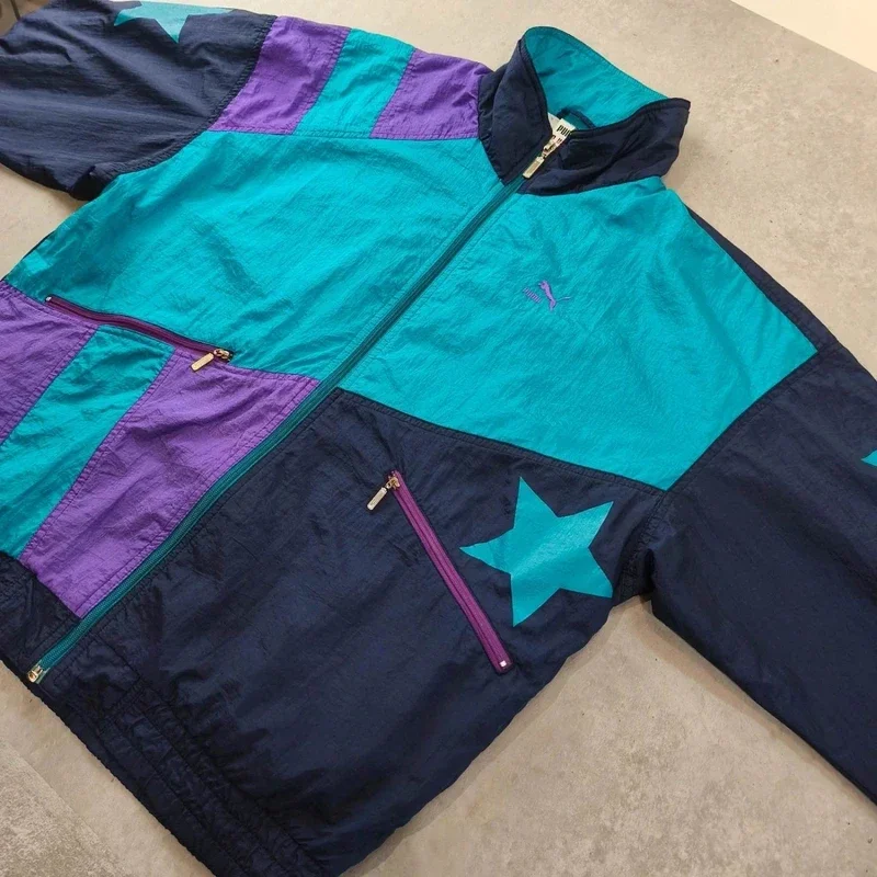 Veste Puma Vintage 90s - Style Colorblock & Étoiles L/XL