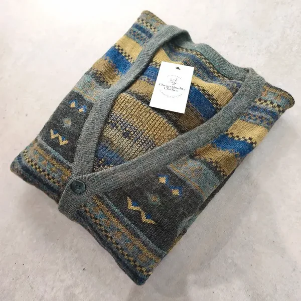 Cardigan Vintage Homme Laine & Alpaga - Made in France - Taille 54 ( XL )