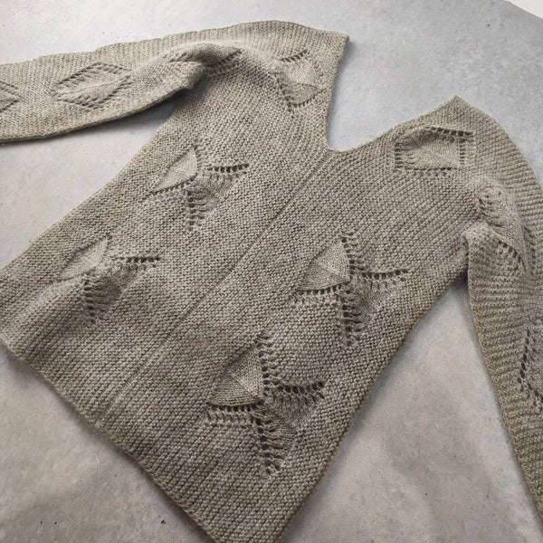 Pull ajouré maille taupe Taille S - Pull bohème vintage