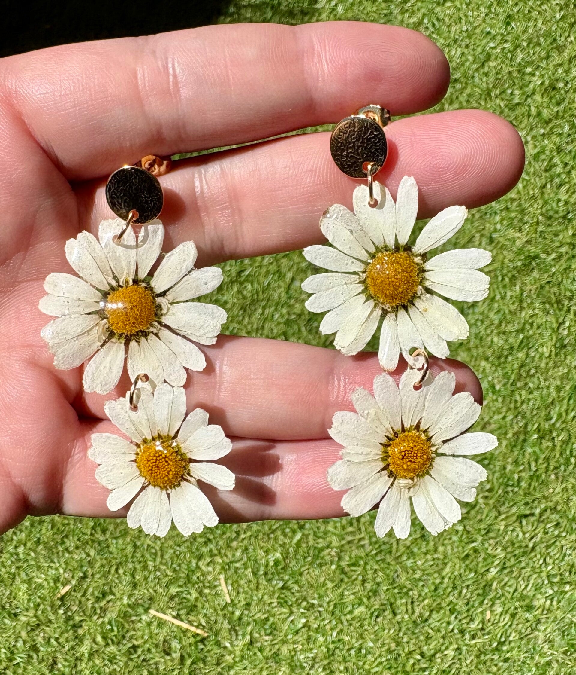 Pendientes margaritas dobles