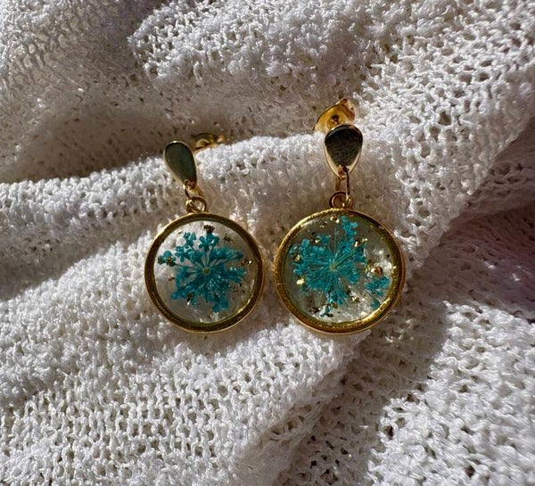 Pendientes flor azul