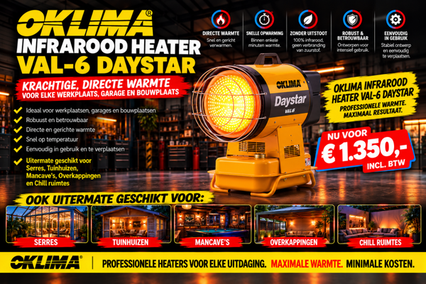Oklima Draagbare Infrarood heater VAL-6 Daystar petroleum/diesel|15kW