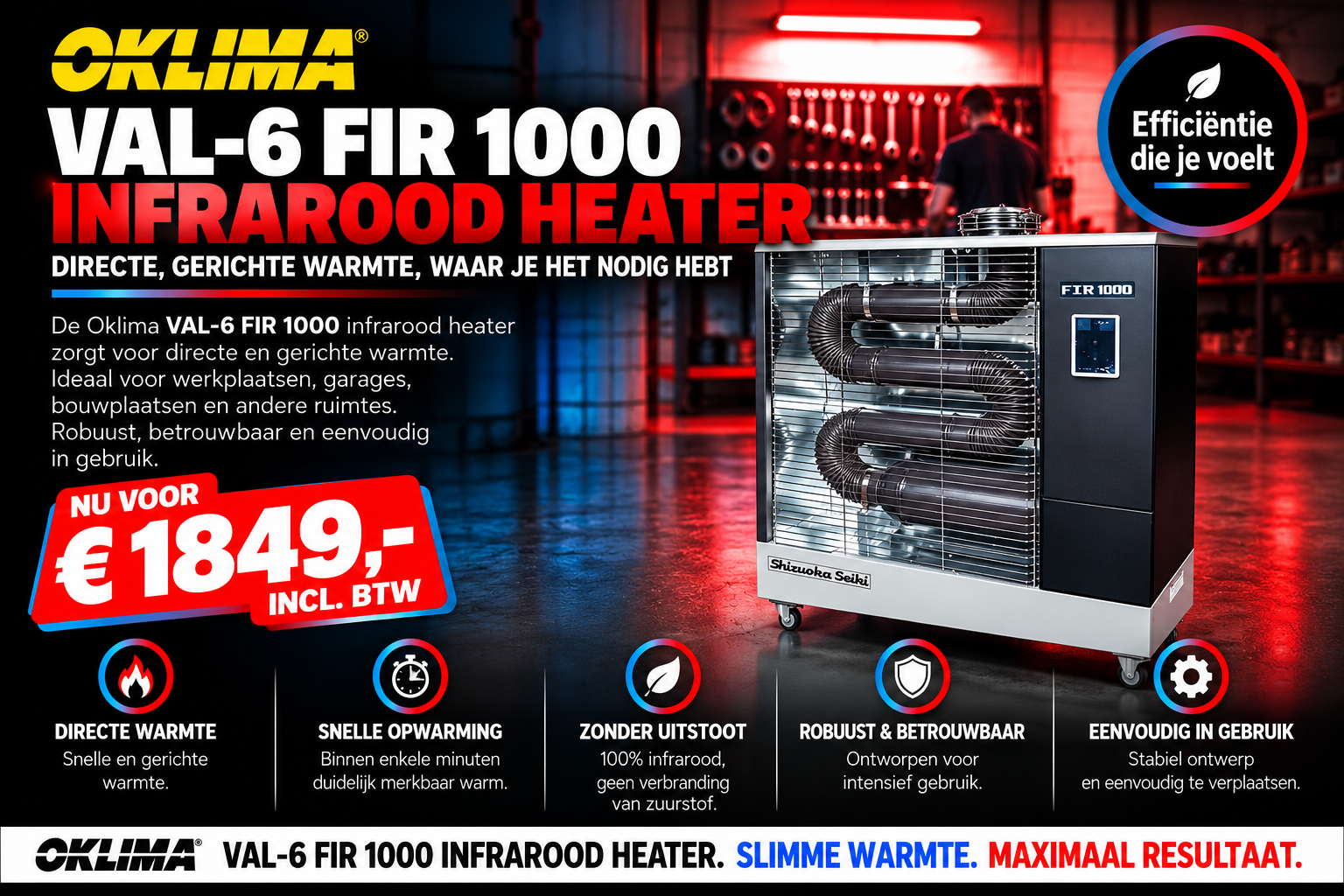 Shizuoka Oklima VAL-6 FIR 1000 Infrarood heater
