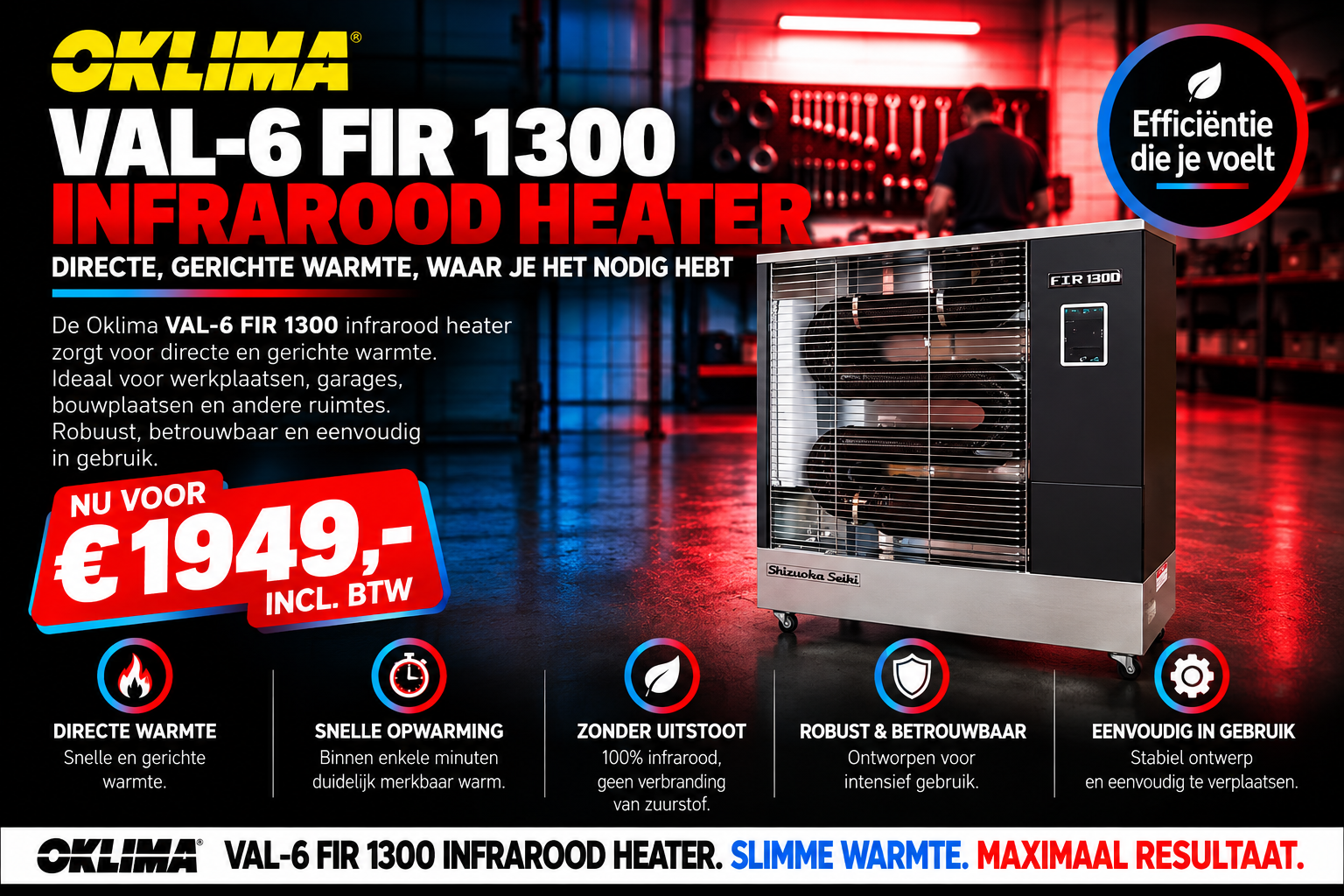 Shizuoka Oklima VAL-6 FIR 1300 infrarood Heater