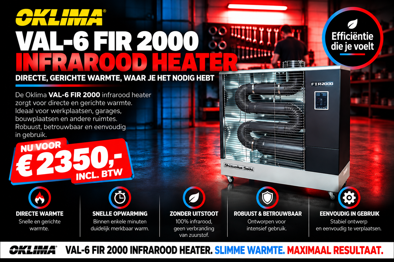 Shizuoka Oklima VAL-6 FIR 2000 infrarood Heater