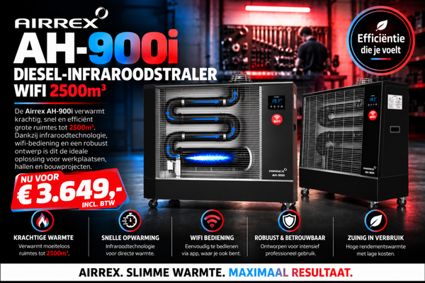 Airrex AH-900i Bleu flame diesel-infraroodstraler Wifi 2500m³