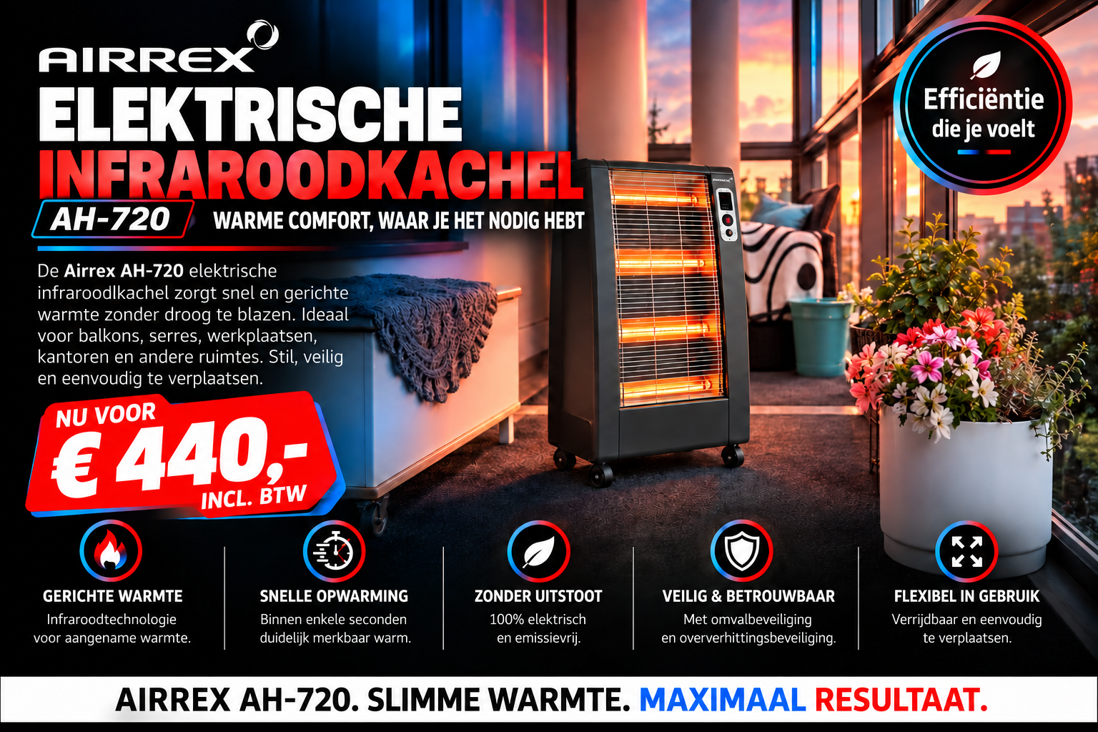 AIRREX AH-720 Elektrische Infrarood verwarming