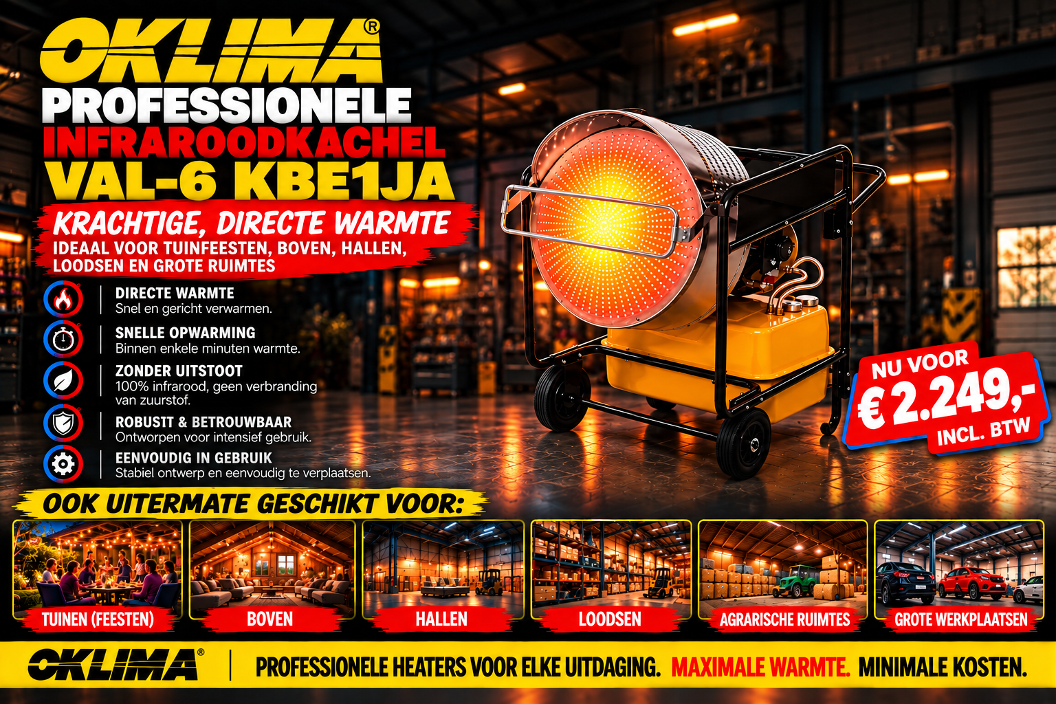 Oklima VAL 6 KBE1JA infraroodstraler 40kw