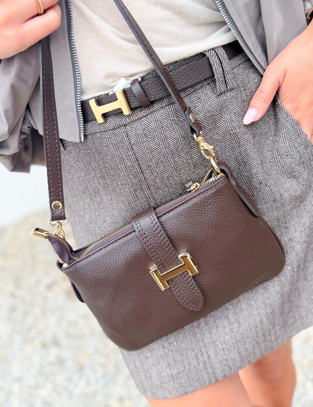 Handtas crossbody leder