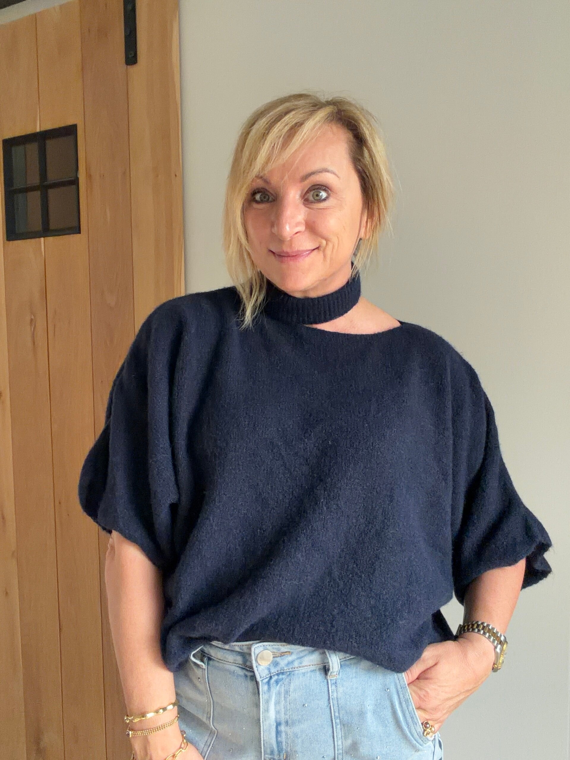 Soft trui  Helena met schouderdetail