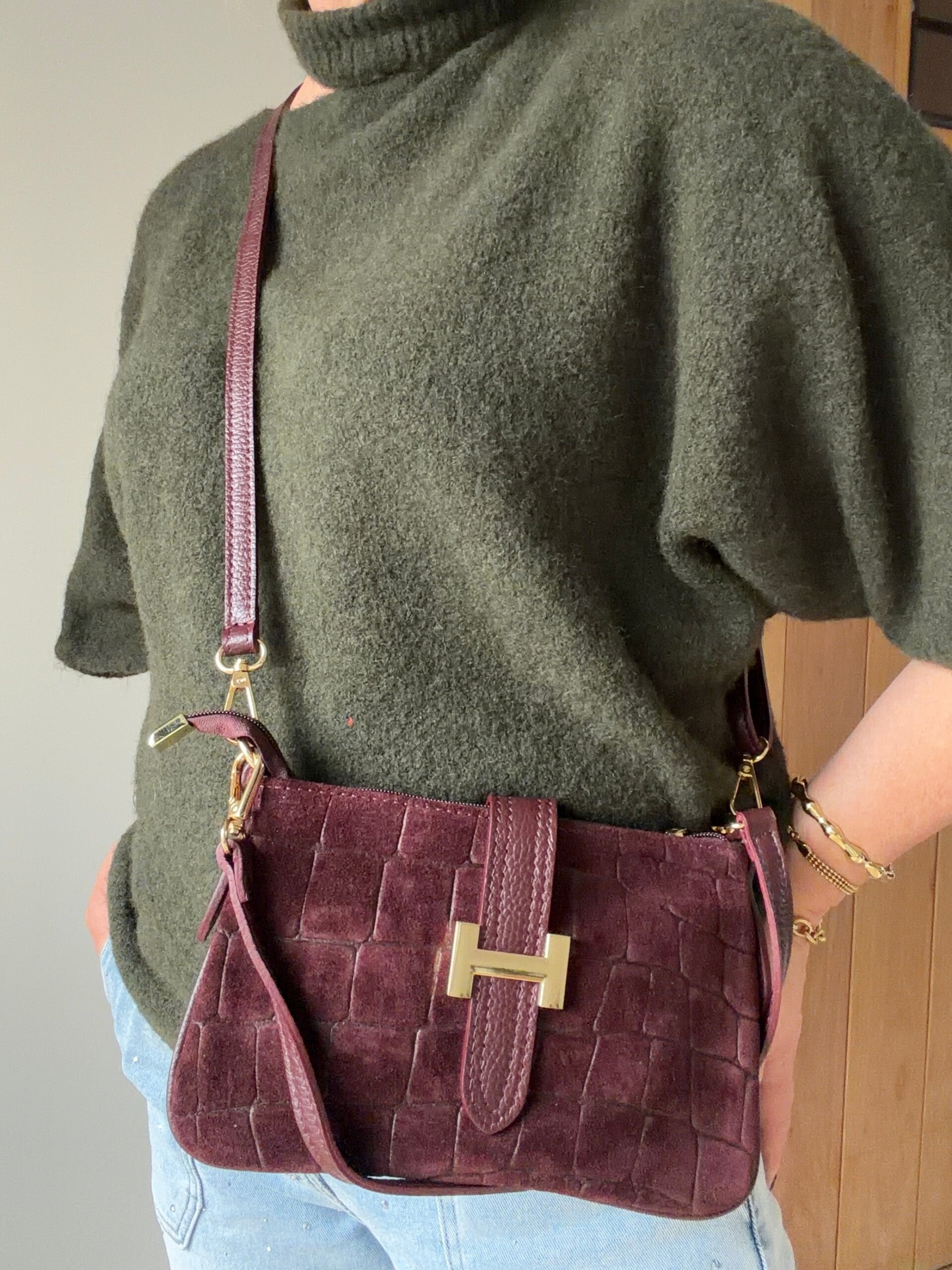 Handtas crossbody H suède