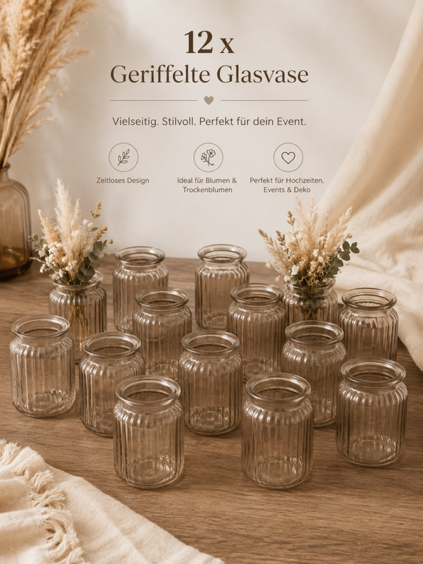 Geriffelte Glasvase