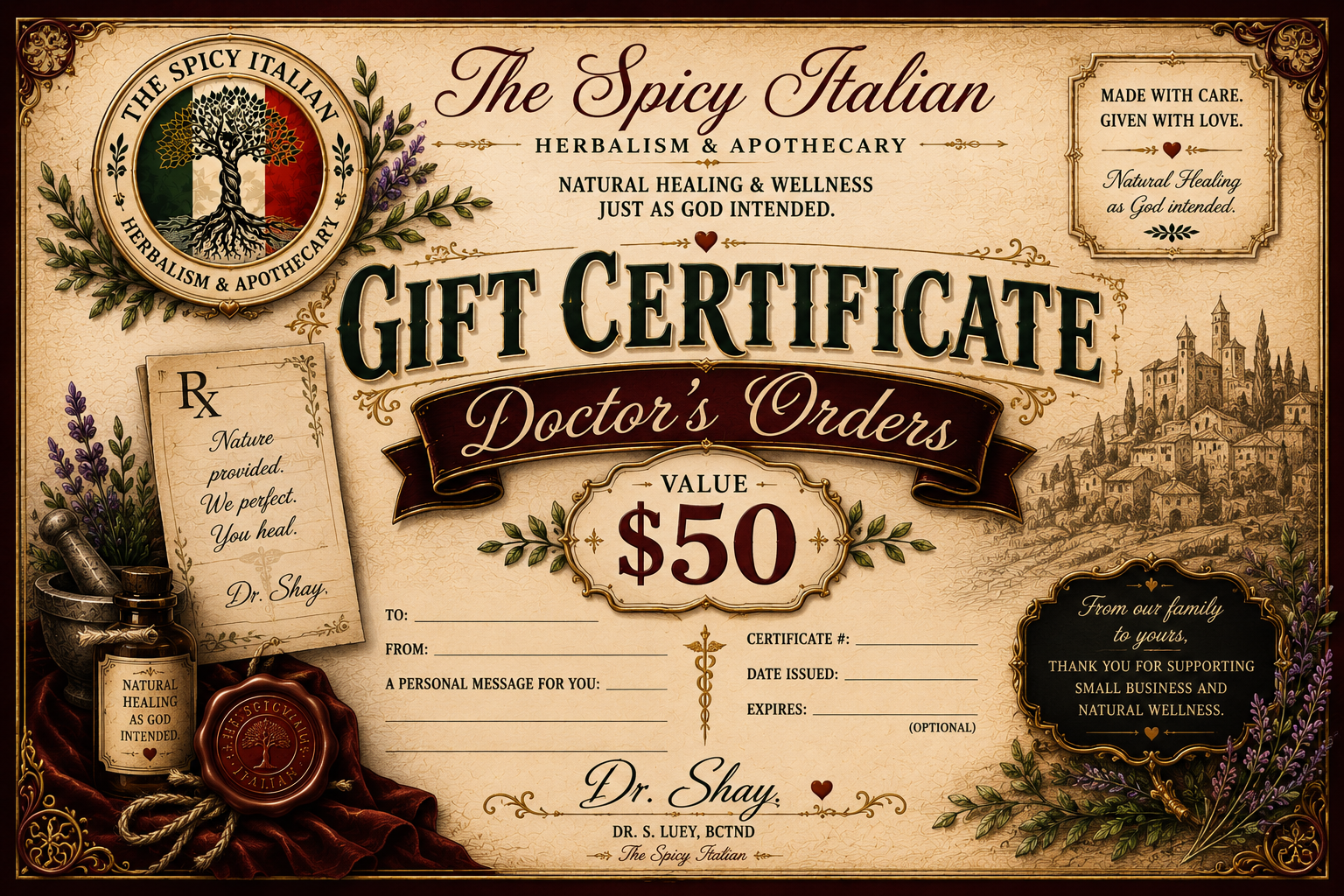Doctor's Order - $50 Gift Certificate