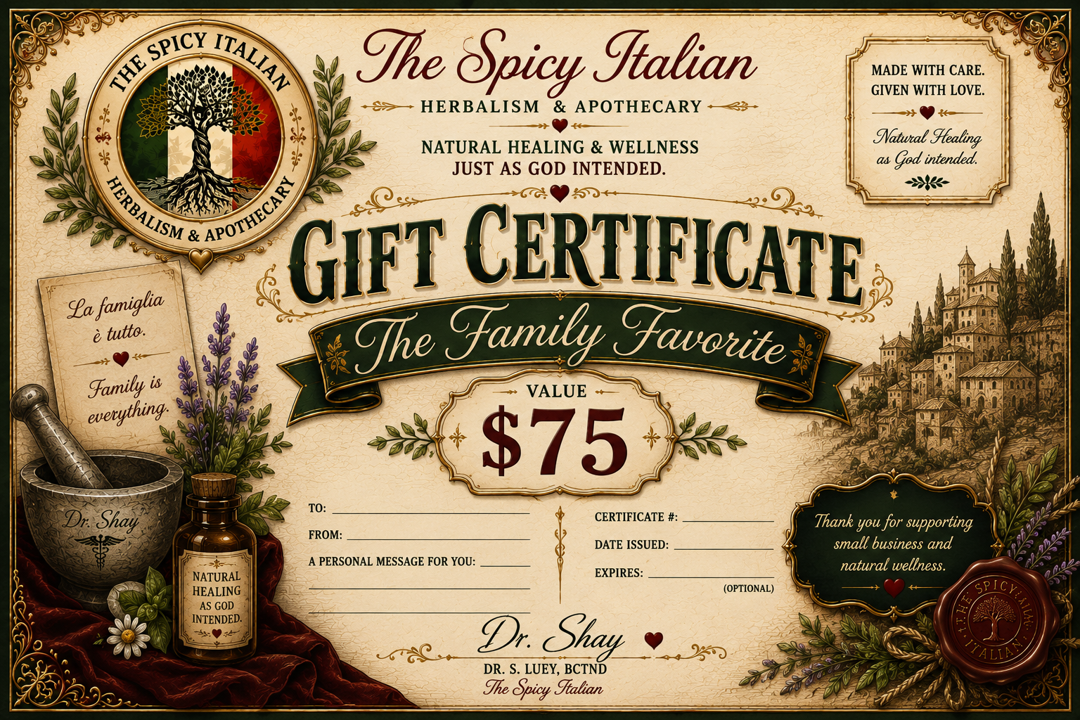 The Family Favorite $75 Gift Certificate