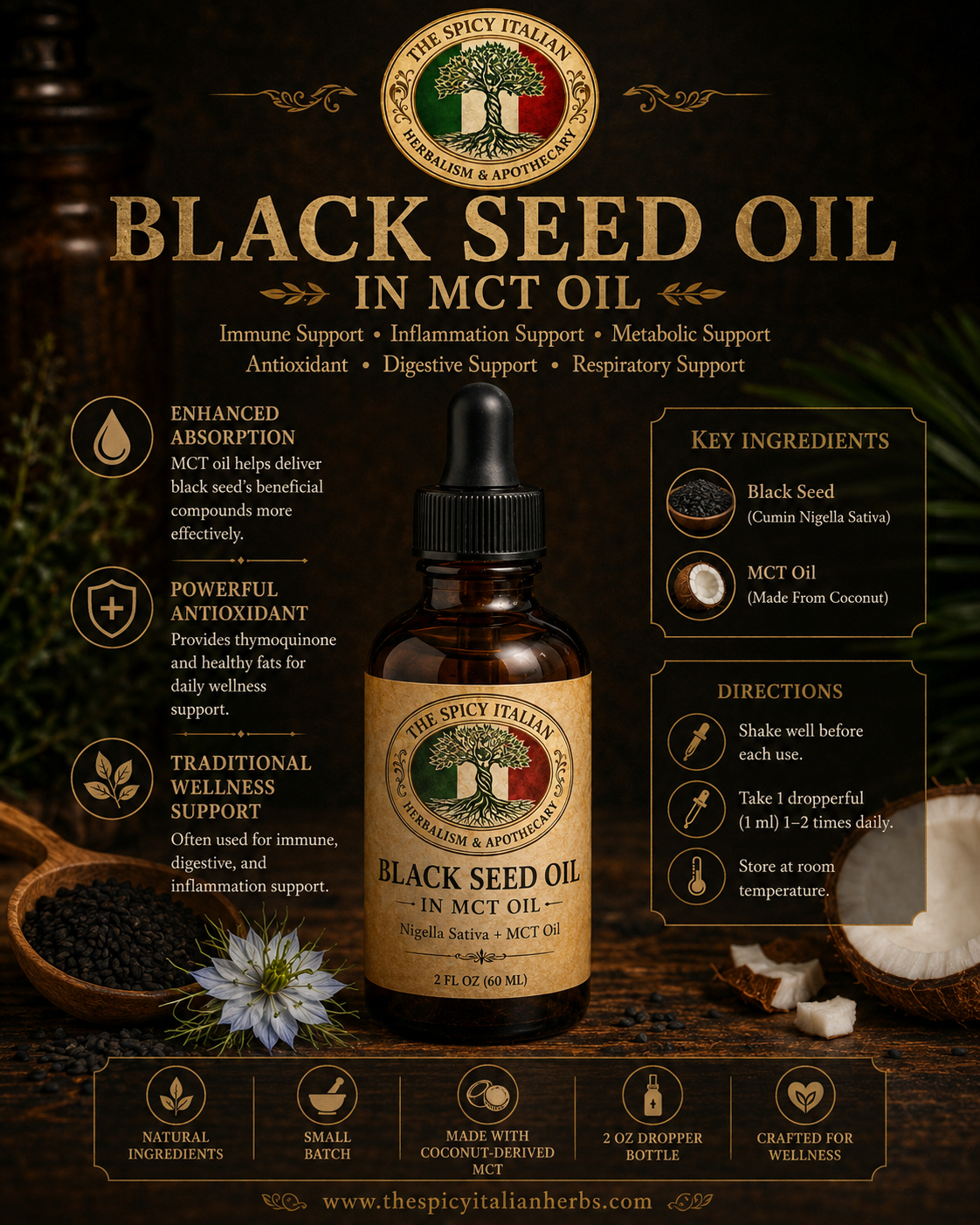 Black Seed in MCT oil - 2oz Dropper bottle