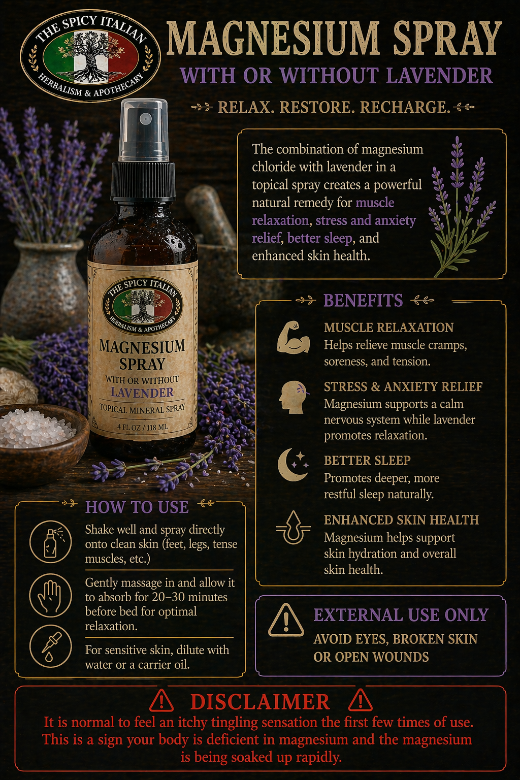 Magnesium Spray (with and without lavendar)