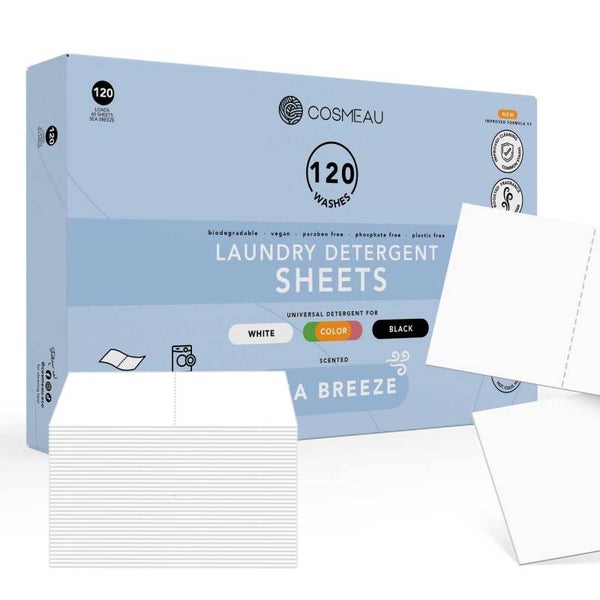 Cosmeau Laundry Sheets Lavender, Ocean fresh, Lentefris en Fragrance Free (120 wasjes)