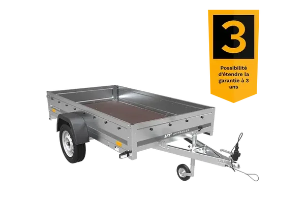 Remorque voiture simple essieu Unitrailer Garden Trailer 230 x 125 cm avec timon fixe 500/750 kg