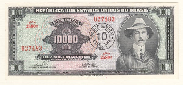 BRASIL - 1967 - C.126 - 10 CRUZEIROS NOVOS / 10000 CRUZEIROS