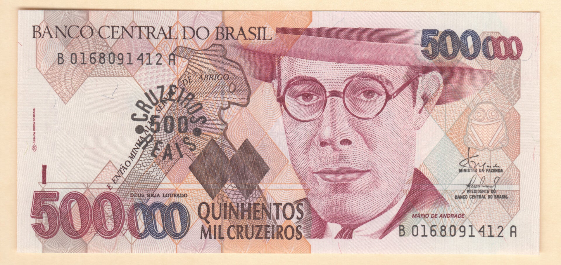 BRASIL - 1993 - C.237 - 500 CRUZEIROS REAIS / 500000 CRUZEIROS