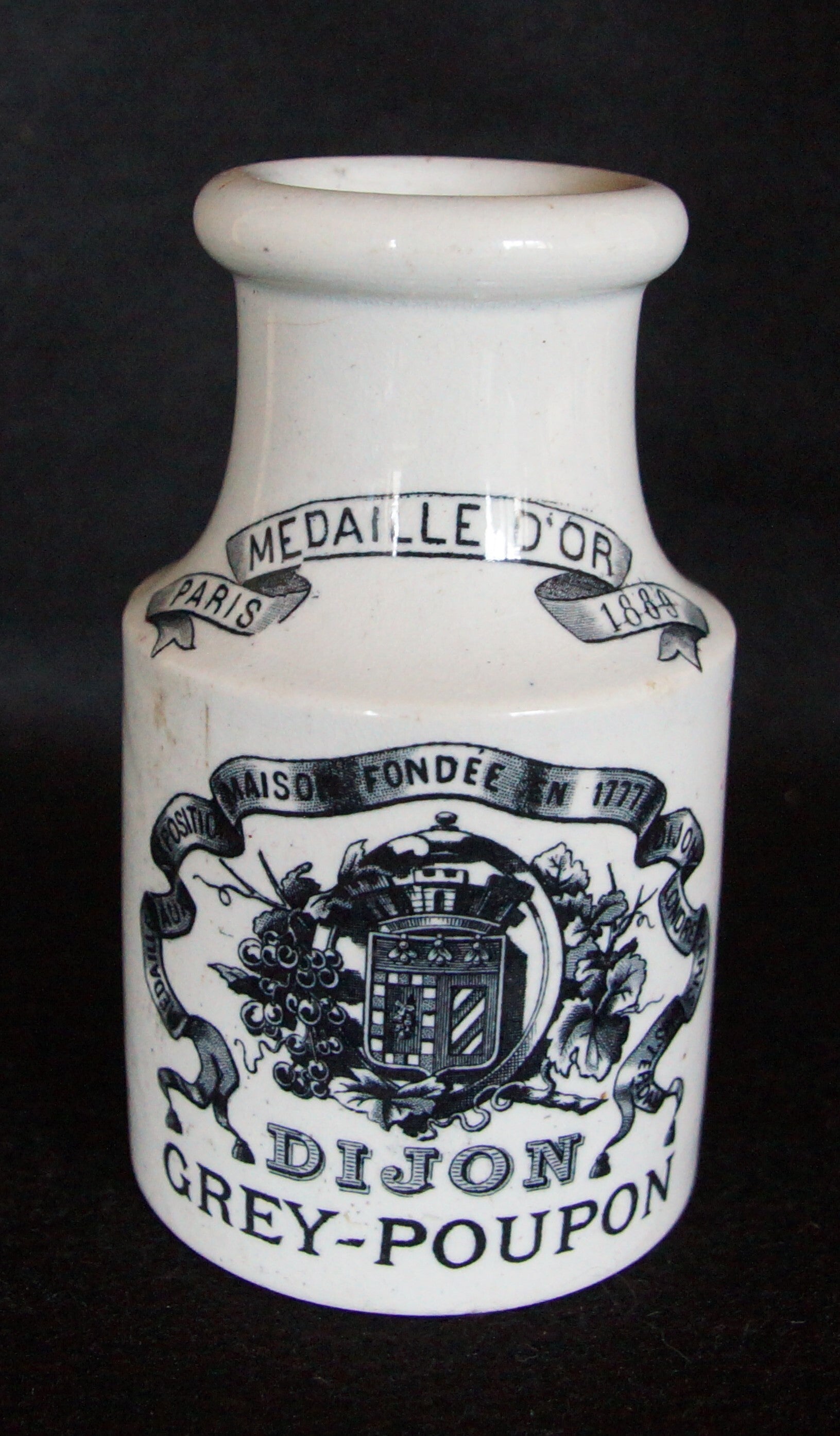 Dijon mosterdpotje Opaque de Sarreguemines / Dijon mustard jar Opaque de Sarreguemines / Pot à moutarde de Dijon Opaque de Sarreguemines