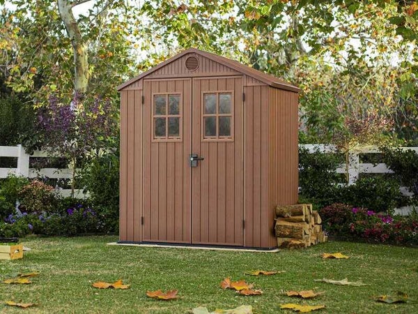 Keter Darwin marrone - Casetta da giardino - Con finestre frontali - 190x122x221 cm
