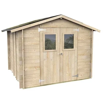 Alce Hobby 248x248 - Casetta da giardino in legno - Con finestre e porta a doppia anta - 248x248x217 cm