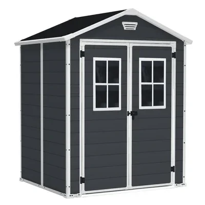 Keter Manor nero - Casetta da giardino - Con finestre frontali - 185x152x226 cm