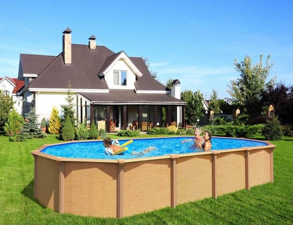 Piscina fuori terra in acciaio ABAK effetto legno Osmose 640x395x132cm