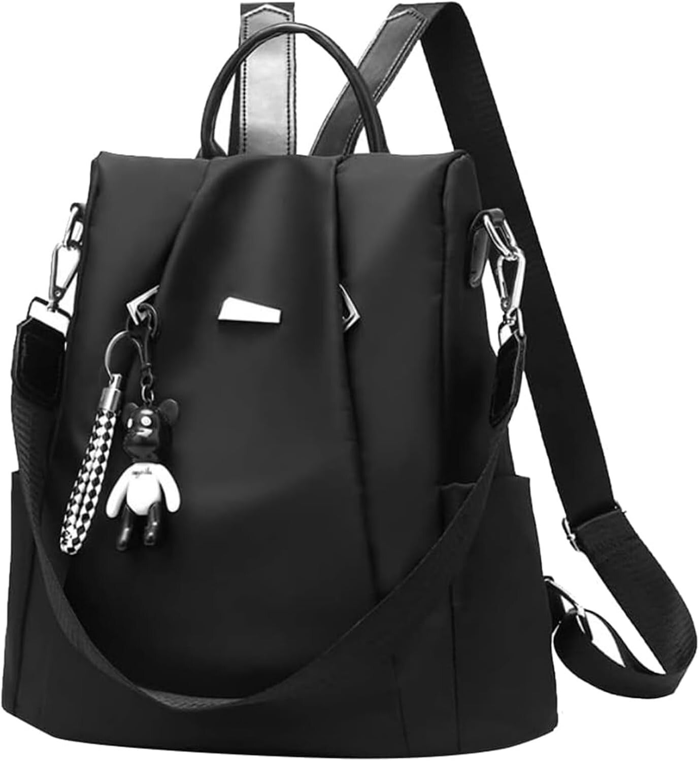 Eine schwarze diebstahlsichere Handtasche