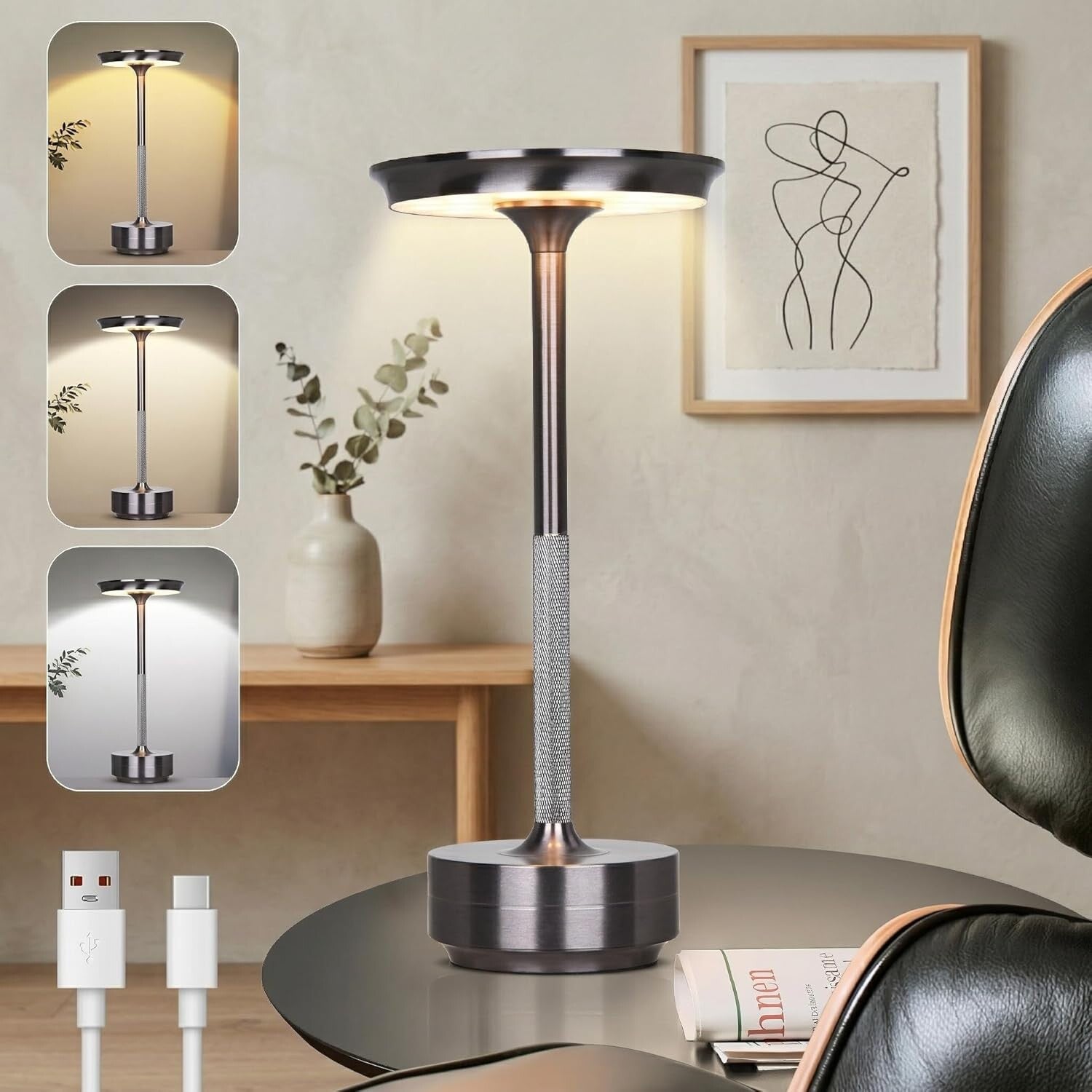 Eine Metall Tischlampe