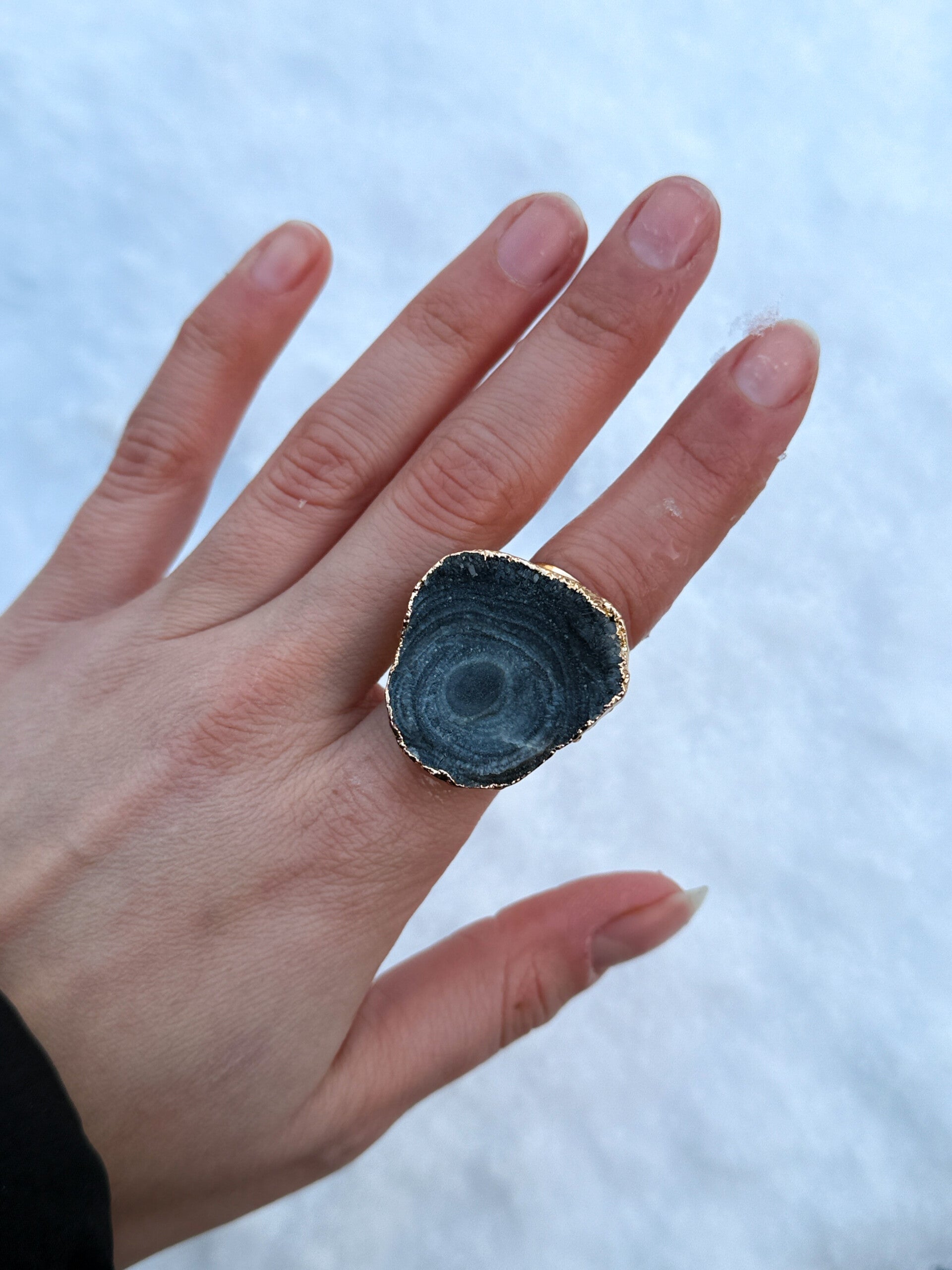 Black Nature Stone Ring