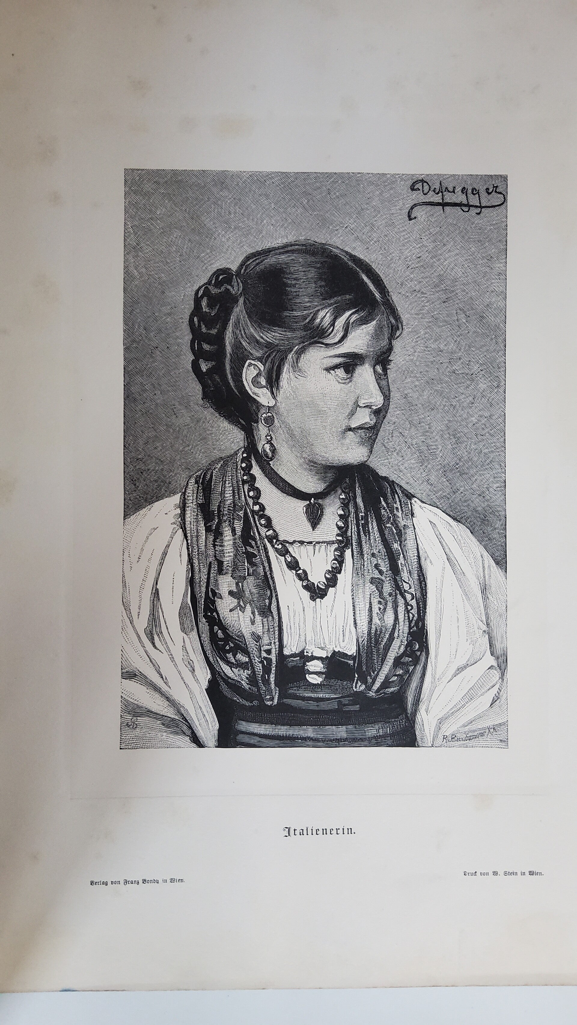 Italienerin Holzstich