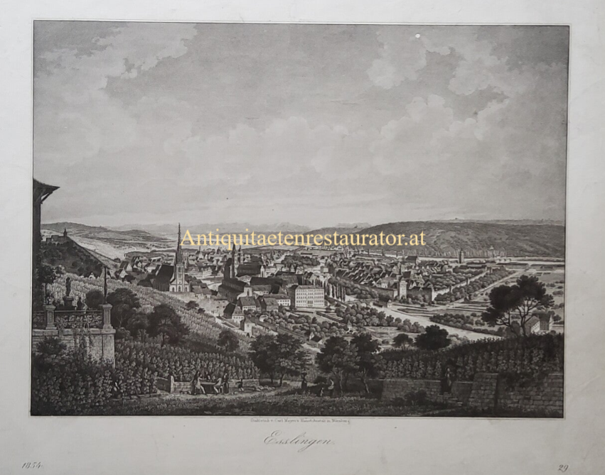 Esslingen, Stahlstich von Carl Mayer