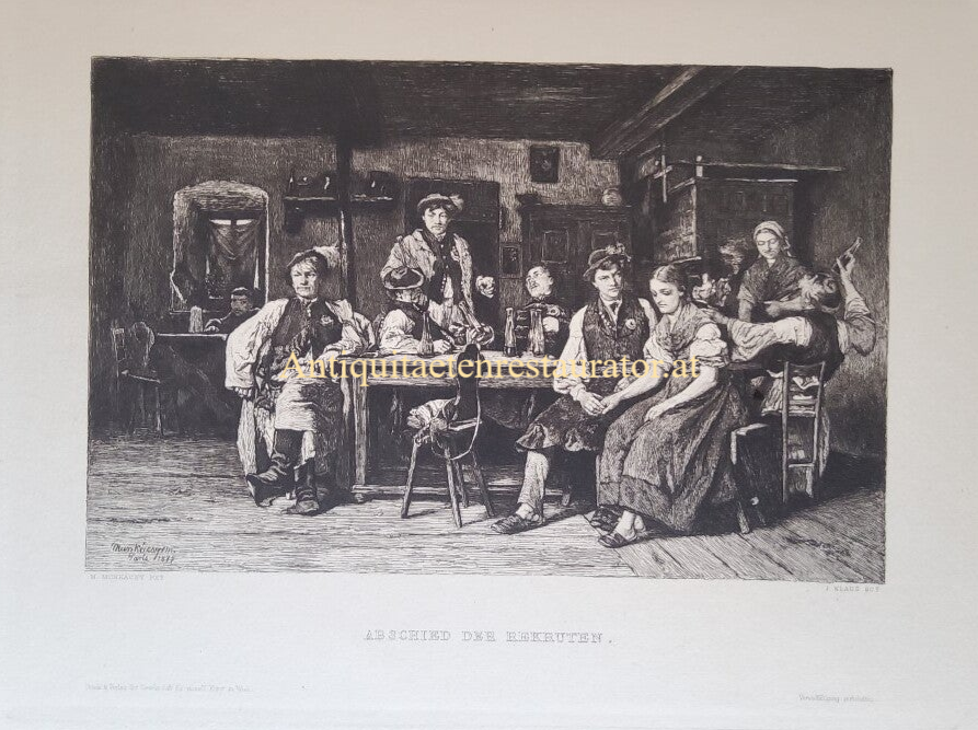 Abschied der Rekruten, Radierung von J.Klaus nach Munkacsy