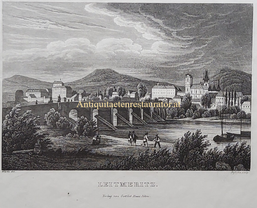 Tschechien, Leitmeritz Stahlstich von Rybicka