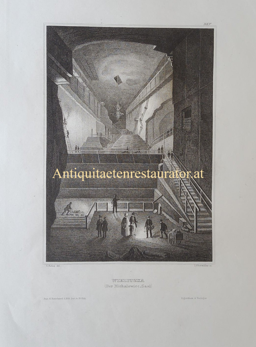 Polen, Salzbergwerk Wielitzka Miethalovic Saal Stahlstich von Obermüller