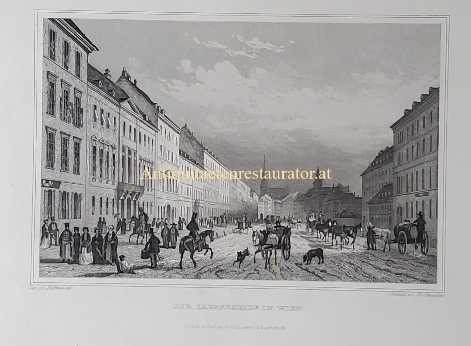 Die Jägerzeile in Wien, Stahlstich n.Hoffmeister