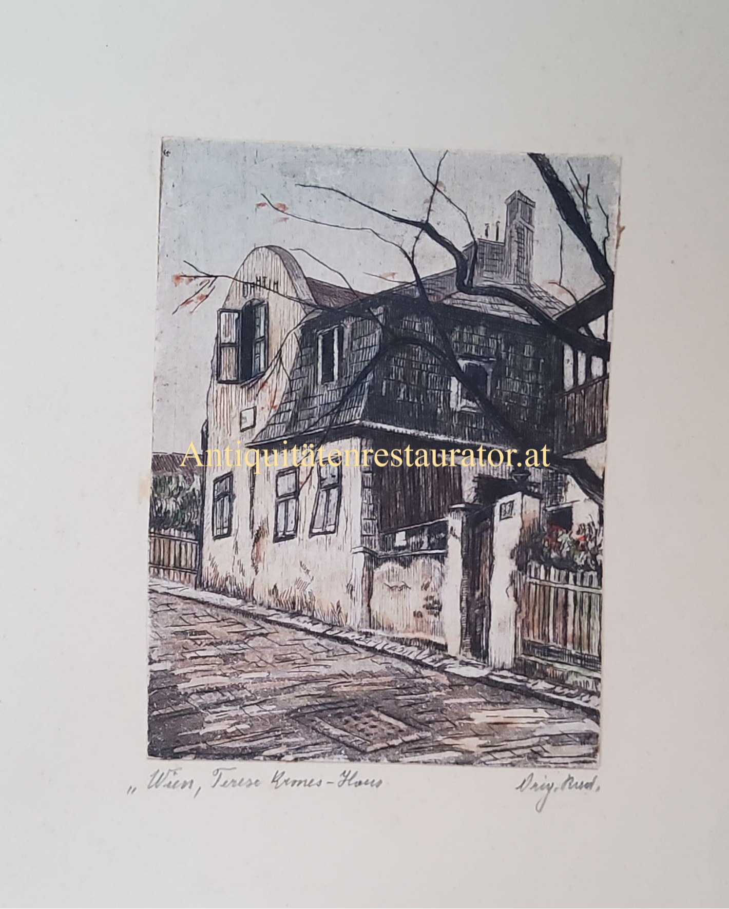 Wien, Therese Krones Haus Radierung