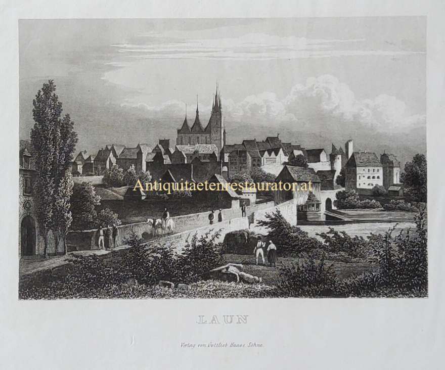 Tschechien, Laun Stahlstich von Haase