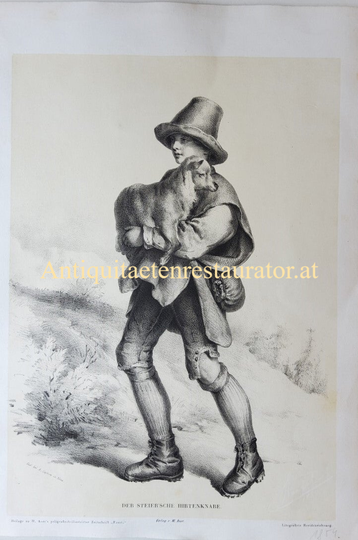 Der steirische Hirtenknabe Kreidelithographie