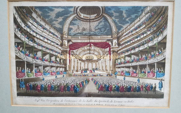 Vue Perspective de l'interieure de la Salle du Spectacle de Veronne en Italien