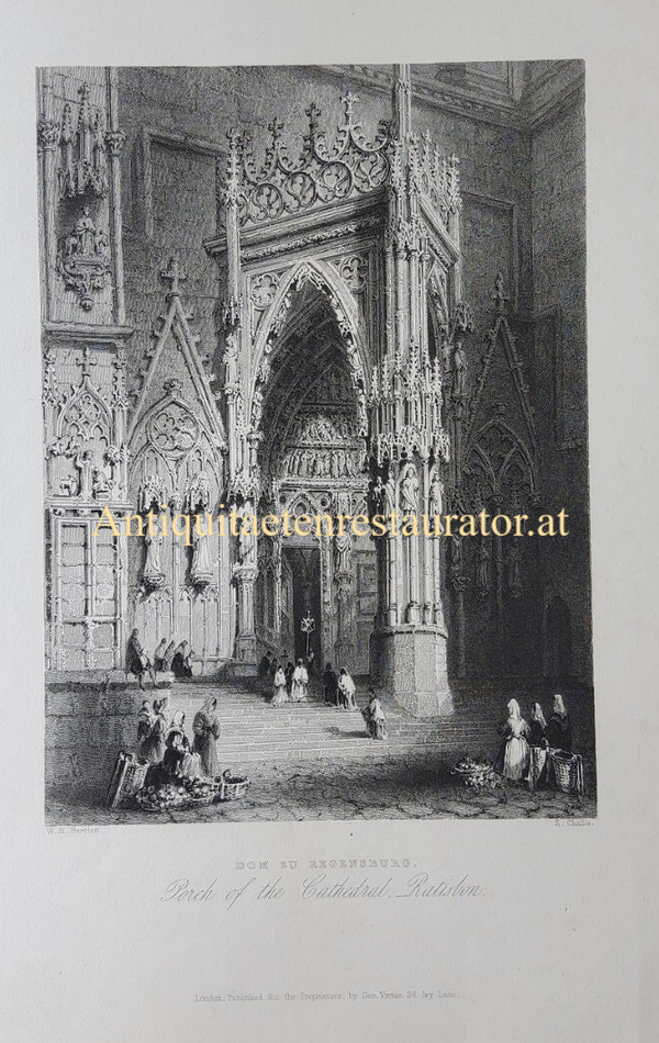 Regensburg, Domportal, Stahlstich  von Challis