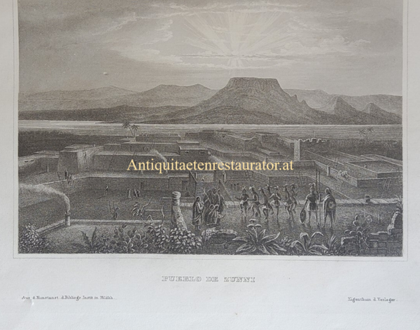 Amerika, New Mexico Pueblo de Zunni Stahlstich