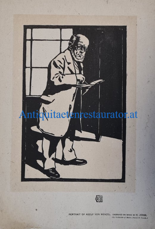 Menzel, Porträt von Adolf von Menzel von C. Josse  Holzschnitt