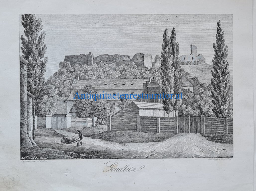 Tschechien, Gradlitz  Lithographie